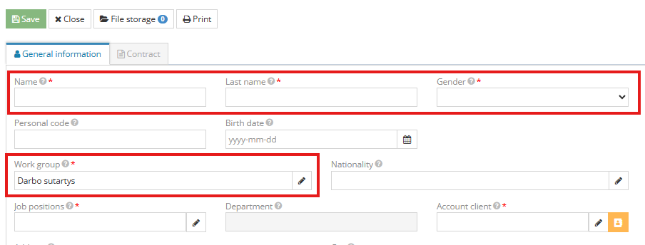 Manager creation form with required fields